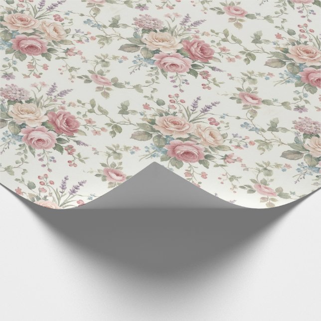 Papel De Regalo Rosas Pastel Elegantes Shabby Chic (Esquina)