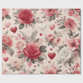 Papel De Regalo rosas, peonías y corazón