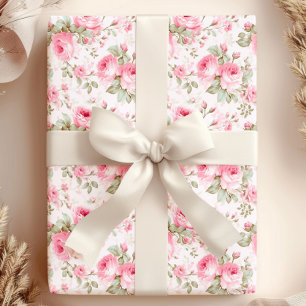 Papel De Regalo Rosas pintados de color rosa bonito