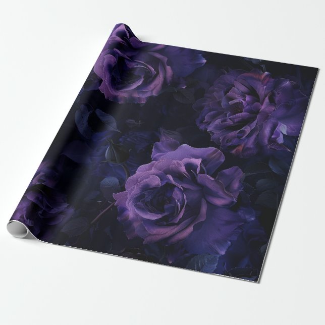 Papel De Regalo Rosas Purple Moody (Desenrollado)