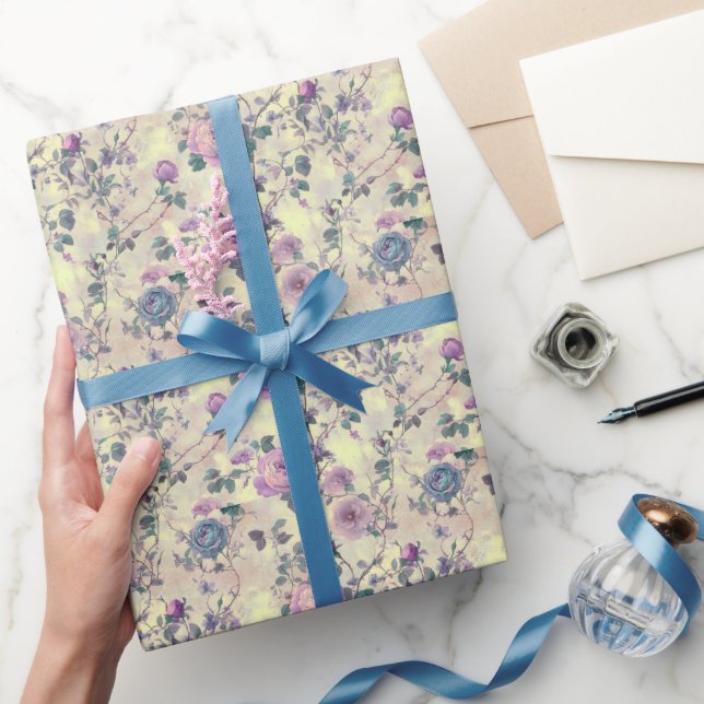 Papel De Regalo Rosas Purpura (Regalar)