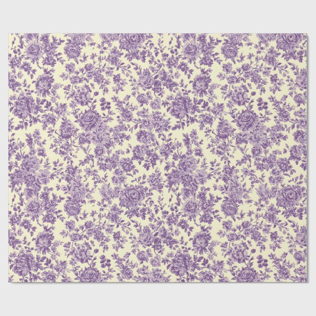 Papel De Regalo Rosas Purpura  (Superficie plana)