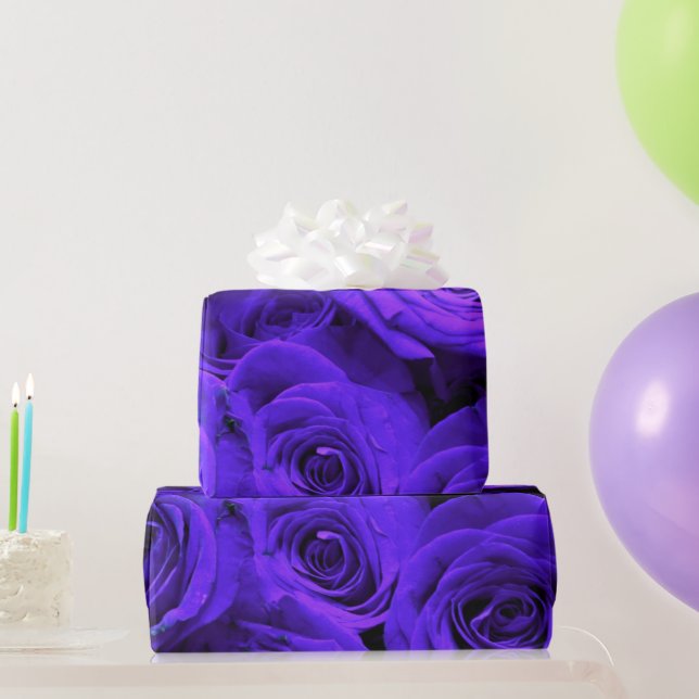 Papel De Regalo Rosas púrpura azul Veri peri periwinkle (Regalos de fiesta)