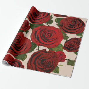 Papel De Regalo 	Rosas rojas. El fondo floral sin remedio. 