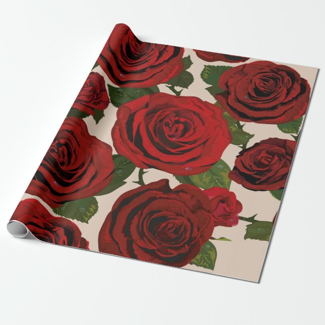 Papel De Regalo 	Rosas rojas. El fondo floral sin remedio.  (Desenrollado)