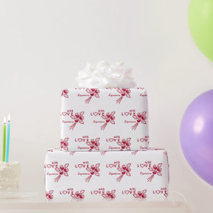 Papel De Regalo Rosas rojas personalizadas "Con L ❤️ VE"