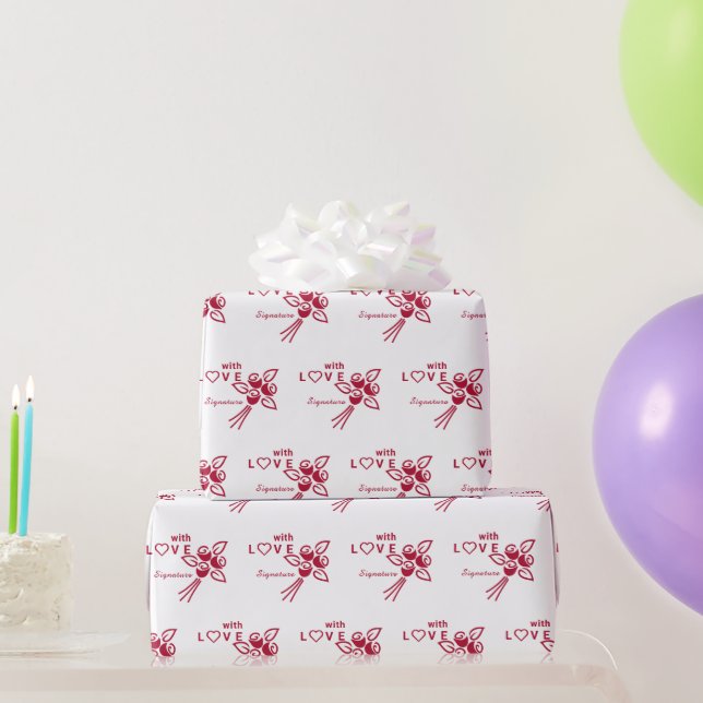 Papel De Regalo Rosas rojas personalizadas "Con L ❤️ VE" (Regalos de fiesta)