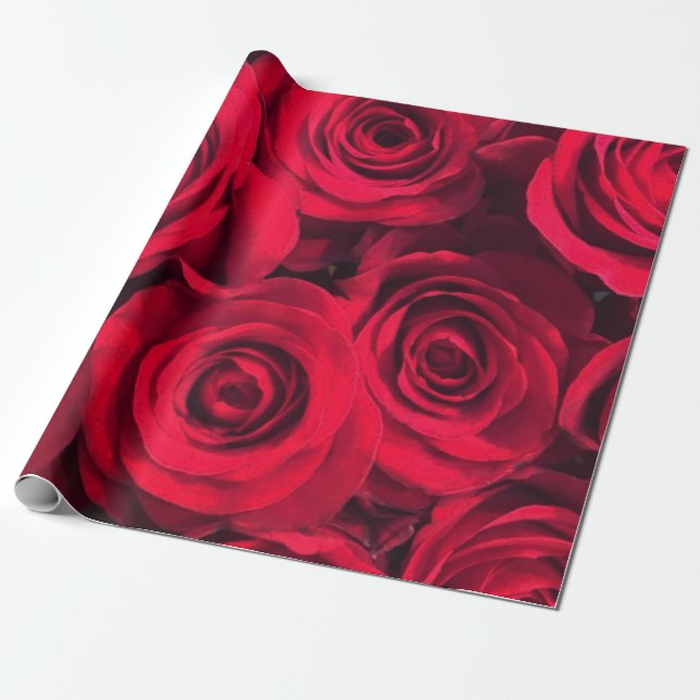 Papel De Regalo Rosas rojos románticos (Desenrollado)