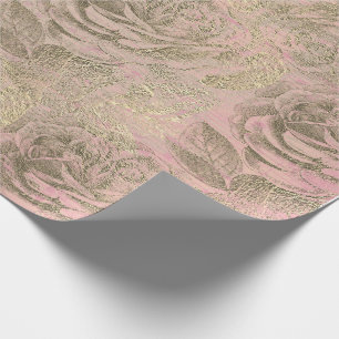 Papel De Regalo Rosas Rosa floral gris plateado Foxier Oro Rosa