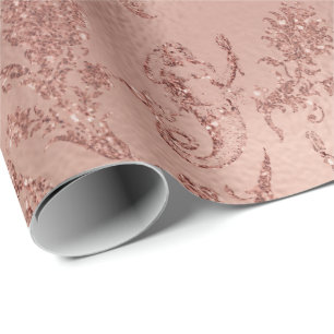 Papel De Regalo Rosas Rosa floral Purpurina Princesa Rosa