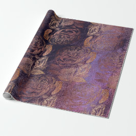 Papel De Regalo Rosas Rosa Oro Rosa Oro Metálico Floral Borgoña Pl
