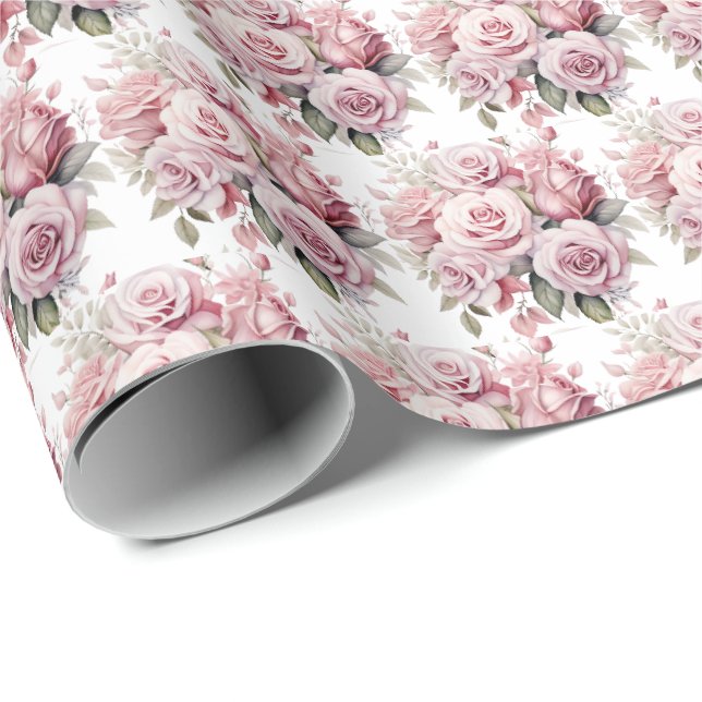 Papel De Regalo Rosas rosadas  (Esquina del rollo)