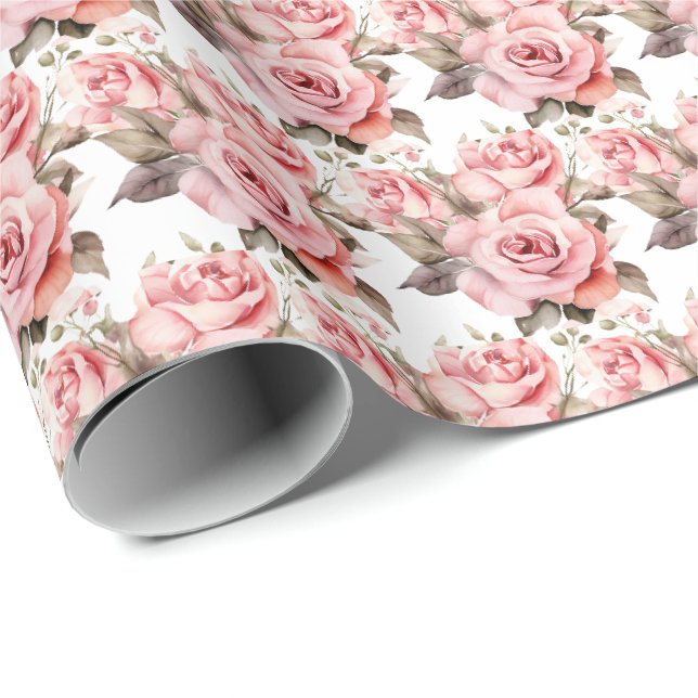Papel De Regalo Rosas rosadas  (Esquina del rollo)