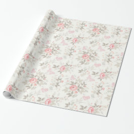 Papel De Regalo Rosas rosadas antiguas deslucidas marrones marfil