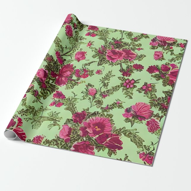 Papel De Regalo Rosas rosadas de Victoria (Desenrollado)