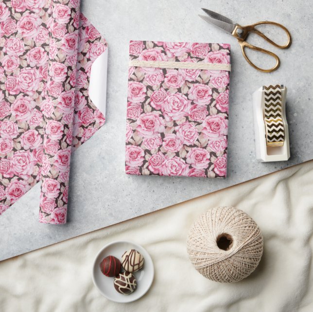 Papel De Regalo Rosas rosadas día de San Valentín (Artesanía)