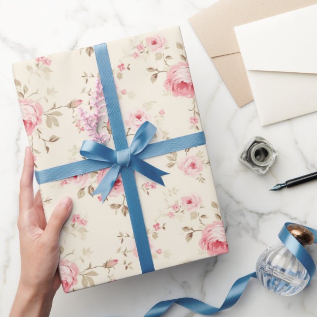 Papel De Regalo Rosas rosadas dulces pasteles (Regalar)