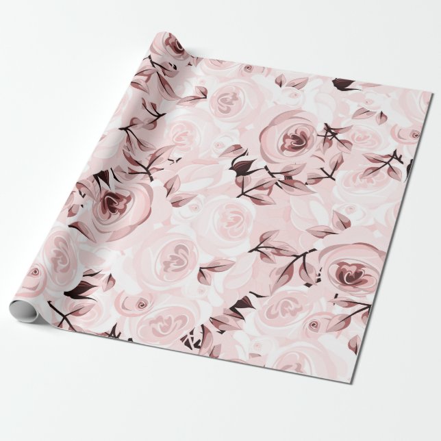 Papel De Regalo Rosas rosadas Elegante Floral Glam Chic Desgastado (Desenrollado)