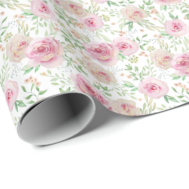 Papel De Regalo Rosas rosadas elegantes (Esquina del rollo)