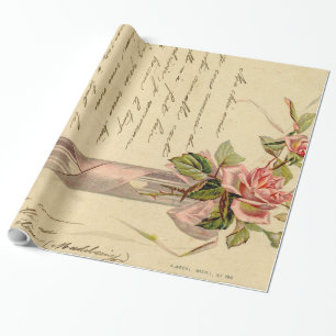 Papel De Regalo Rosas rosadas francesas vintage