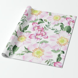 Papel De Regalo Rosas rosadas patrón floral acuarela boho