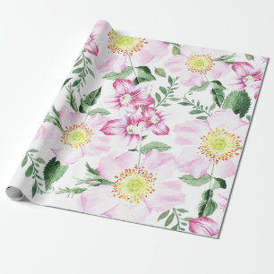 Papel De Regalo Rosas rosadas patrón floral acuarela boho