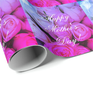 Papel De Regalo Rosas rosadas texto personalizado Feliz día de la 