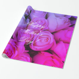 Papel De Regalo Rosas rosadas texto personalizado Feliz Día de la 