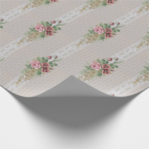 Papel De Regalo Rosas rosas rosadas y encaje blanco de la victoria