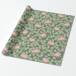 Papel De Regalo Rosas rosas rosas en pizarra azul (gran escala)