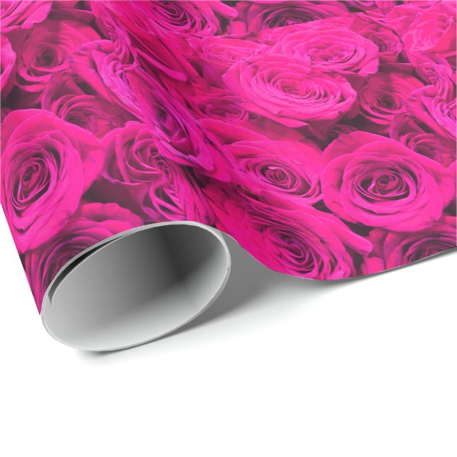 Papel De Regalo Rosas rosas rosas flores rosadas rosadas florales (Esquina del rollo)