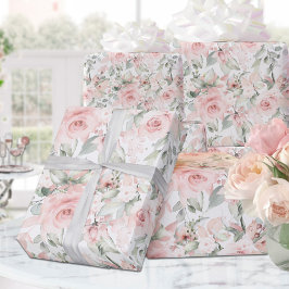 Papel De Regalo Rosas Ruborizadores Rubor Rosa En Boda Blanco
