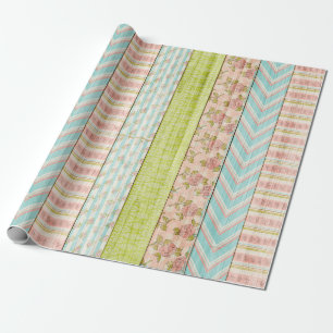 Papel De Regalo Rosas rústicas de madera floral chic de cottage de