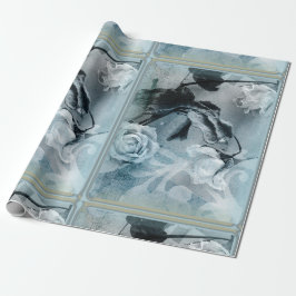 Papel De Regalo Rosas Sueño Azul