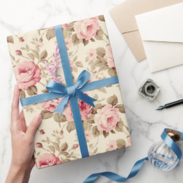 Papel De Regalo Rosas Vintage Rosadas