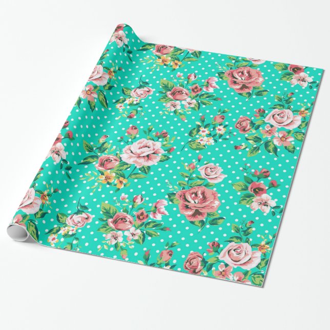 Papel De Regalo Rosas Y Bueyes Rosa Ligeros (Desenrollado)