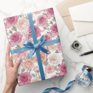 Papel De Regalo Rosas y Peonías — Minimalismo Pastel Moderno
