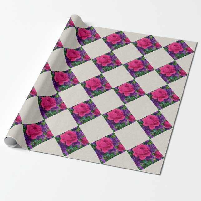 Papel De Regalo Rosas y violetas (Desenrollado)