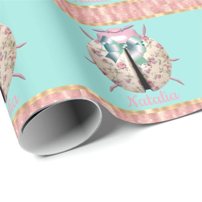 Papel De Regalo Rosas y violetas lindos florales (Esquina del rollo)