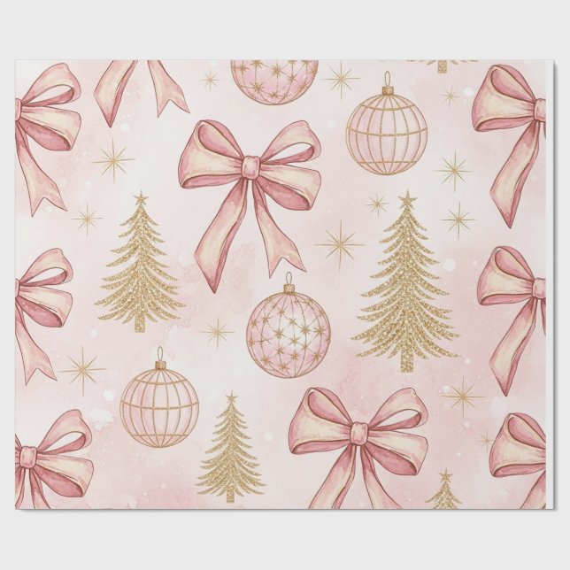Papel De Regalo Rose Gold Christmas Wrapping Paper (Superficie plana)