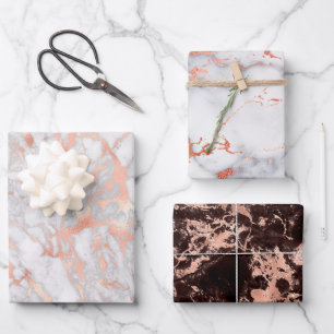 Papel de regalo Rose Gold Hoja Plana Juego de 3