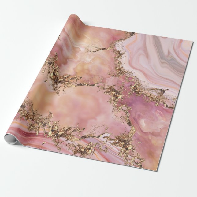 Papel De Regalo Rose quartz and pastel pink marble (Desenrollado)