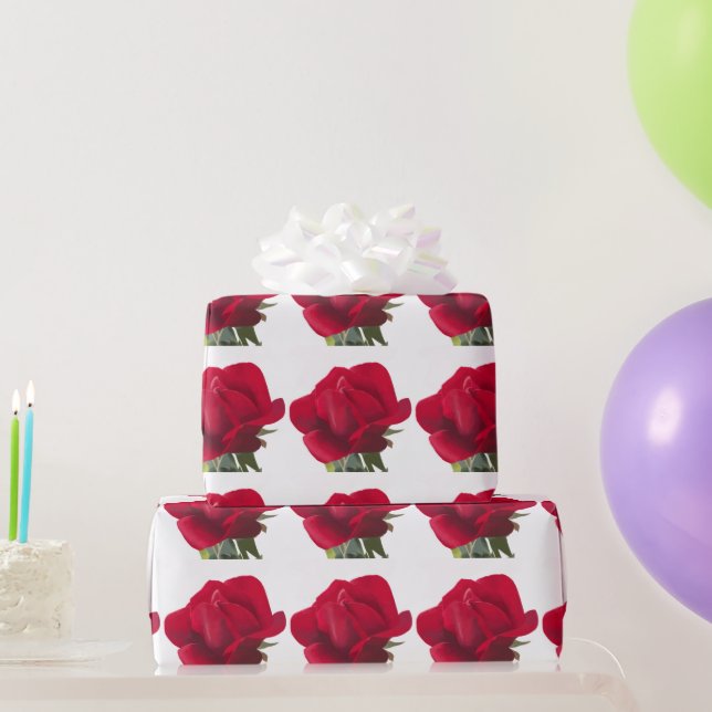 Papel De Regalo Rose rouge - Red rose  (Regalos de fiesta)