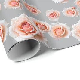 Papel De Regalo Roses In Shades Of Peach And Coral Scattered
