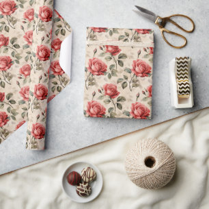 Papel De Regalo Roses rojos franceses y escritura a mano