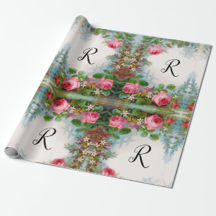 PAPEL DE REGALO ROSES Y JAZMINES MONOGRAMA FLORAL