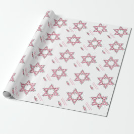 Papel De Regalo Rosh Hashanah Star of David Pink Flower White