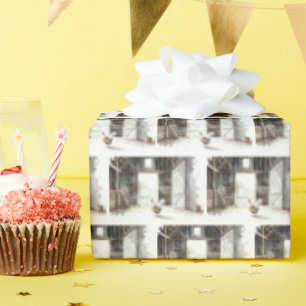 Papel De Regalo Rostro de acuarela en un granero