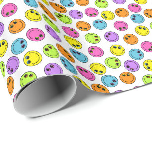 Papel De Regalo Rostros de Emoji coloridos