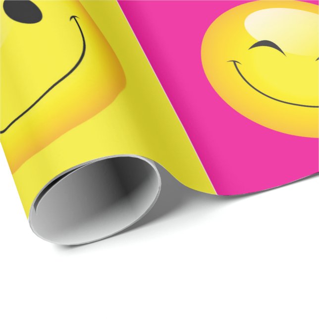Papel De Regalo Rostros de emoticonos de Fiesta de Emoji multicolo (Esquina del rollo)